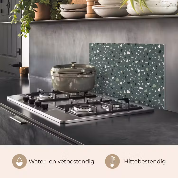 Spatscherm keuken - Terrazzo -  Patroon - Kleurrijk - Groen — 7