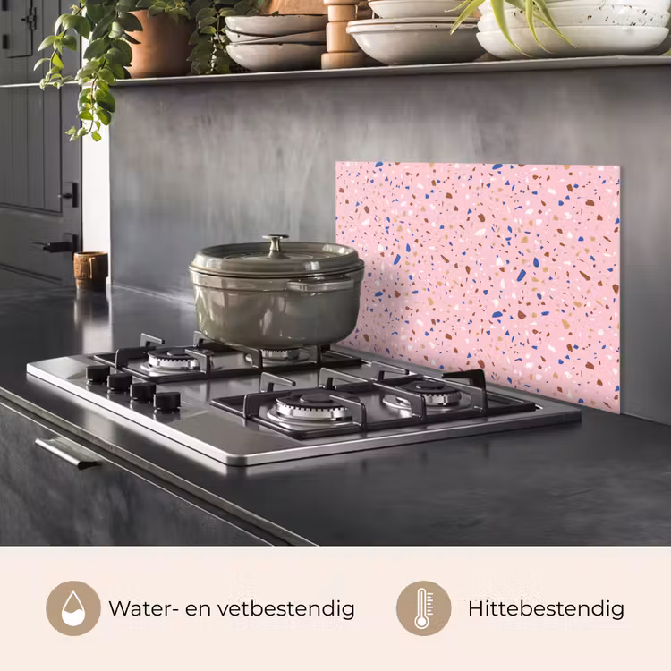 Spatscherm keuken - Terrazzo - Patroon - Kleurrijk - Roze — 7