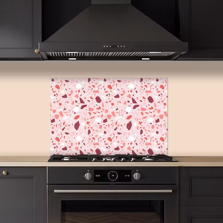 Spatscherm keuken - Terrazzo - Patroon - Roze — 2