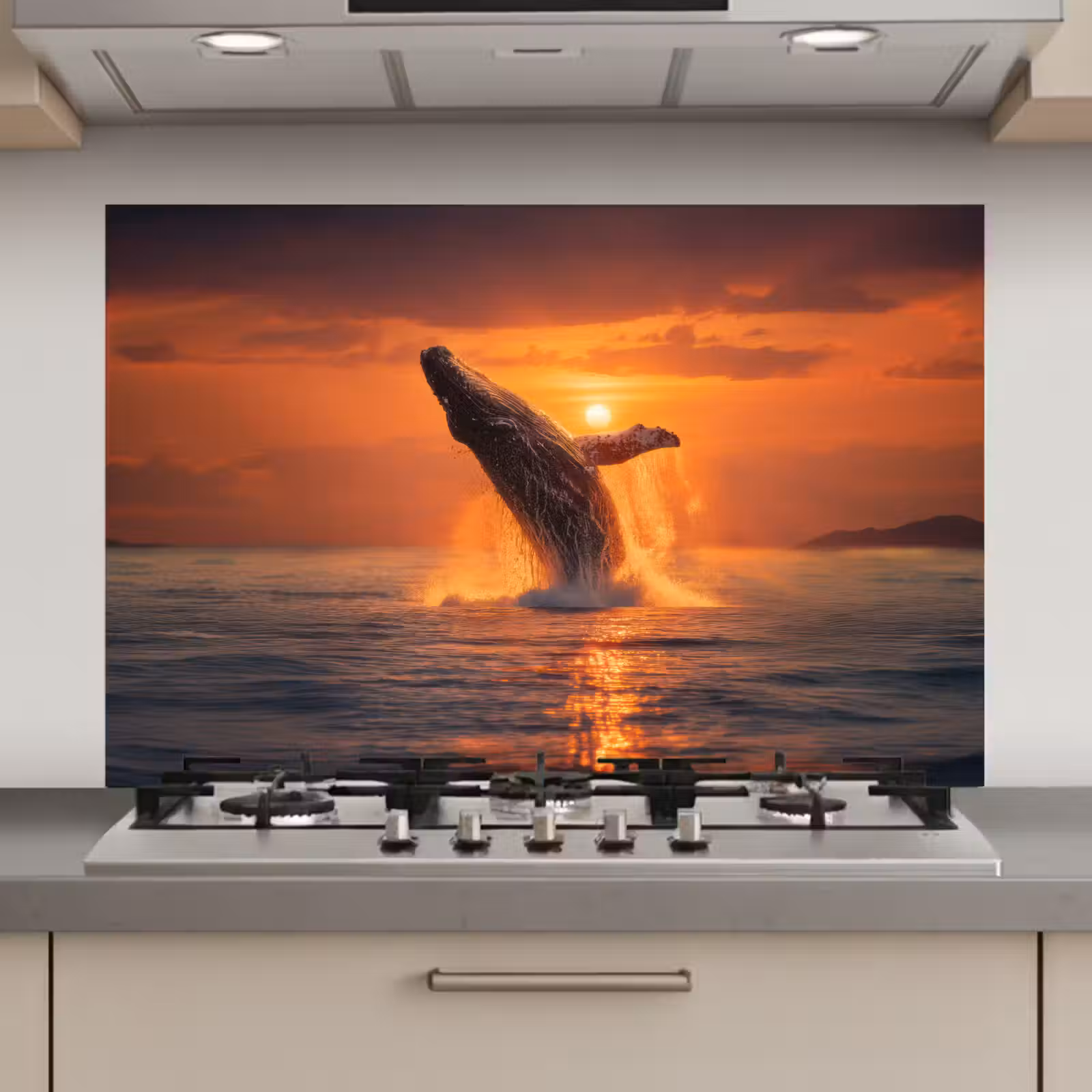 Spatscherm keuken - Walvis - Zon - Zee — 1