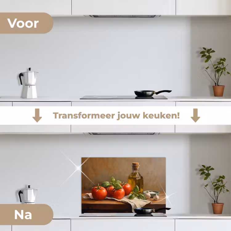Spatscherm keuken - Tomaten - Olijfolie - Stilleven — 3