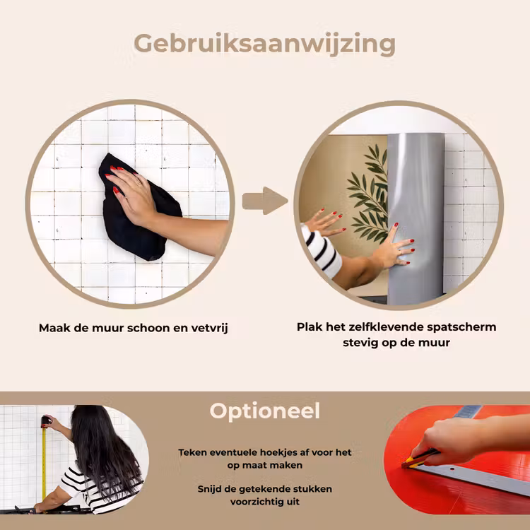Spatscherm keuken - Vaas - Olijftakken - Bladeren - Beige — 8