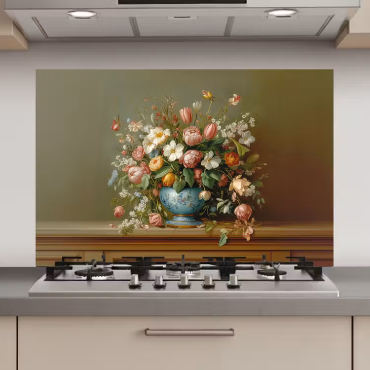 Spatscherm keuken - Vaas - Pastel - Kleuren - Bloemen — 1