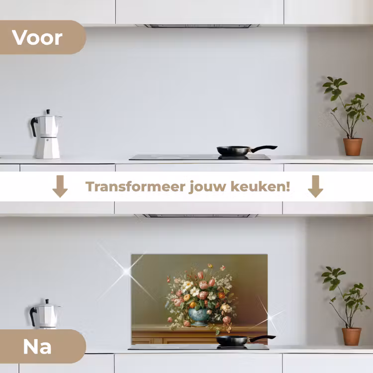 Spatscherm keuken - Vaas - Pastel - Kleuren - Bloemen — 3
