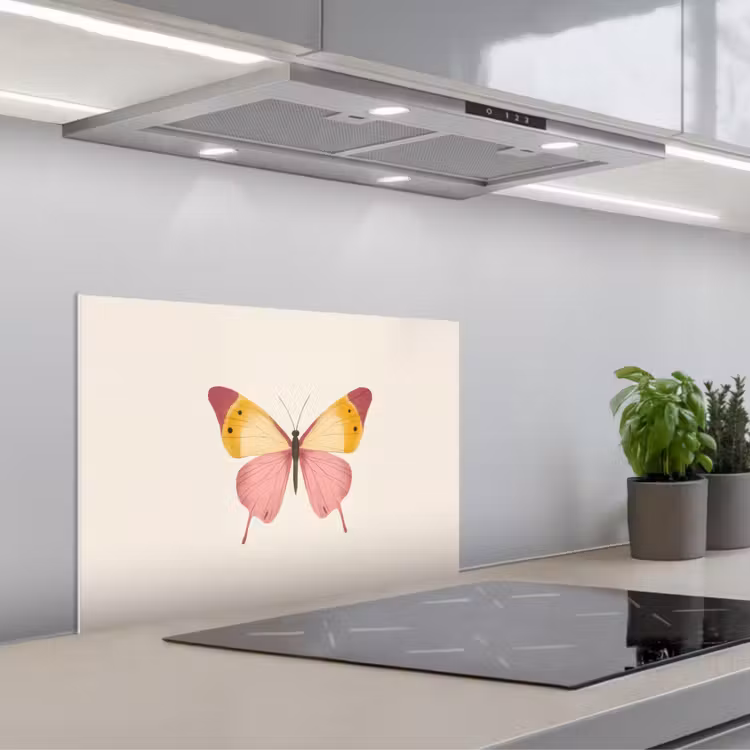 Spatscherm keuken - Vlinder - Illustratie - Roze — 5