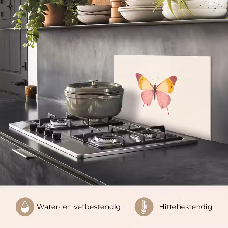 Spatscherm keuken - Vlinder - Illustratie - Roze — 7