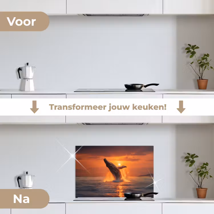 Spatscherm keuken - Walvis - Zon - Zee — 3
