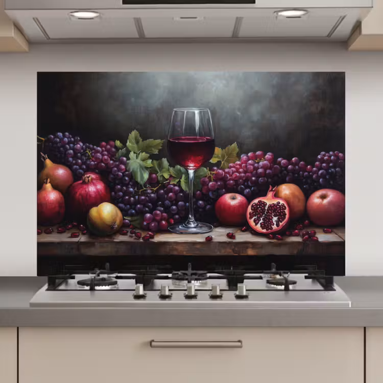 Spatscherm keuken - Wijn - Fruit - Stilleven — 1