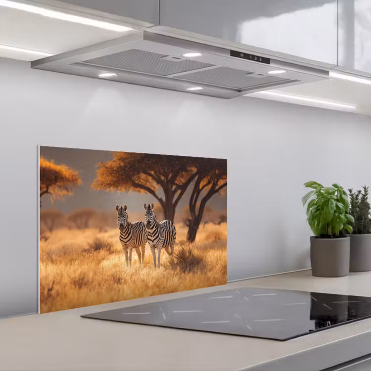 Spatscherm keuken - Zebra's - Savannelandschap - Gras — 5