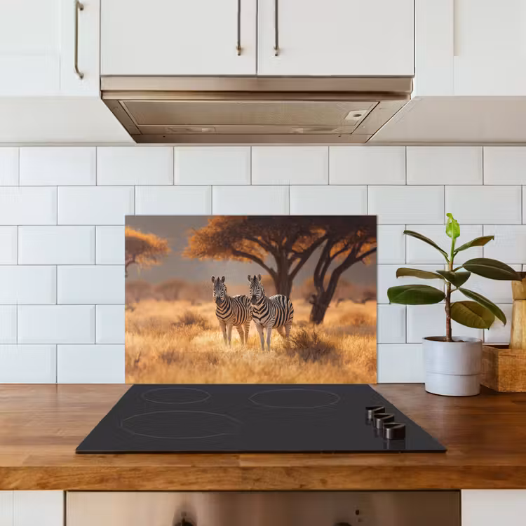 Spatscherm keuken - Zebra's - Savannelandschap - Gras — 6