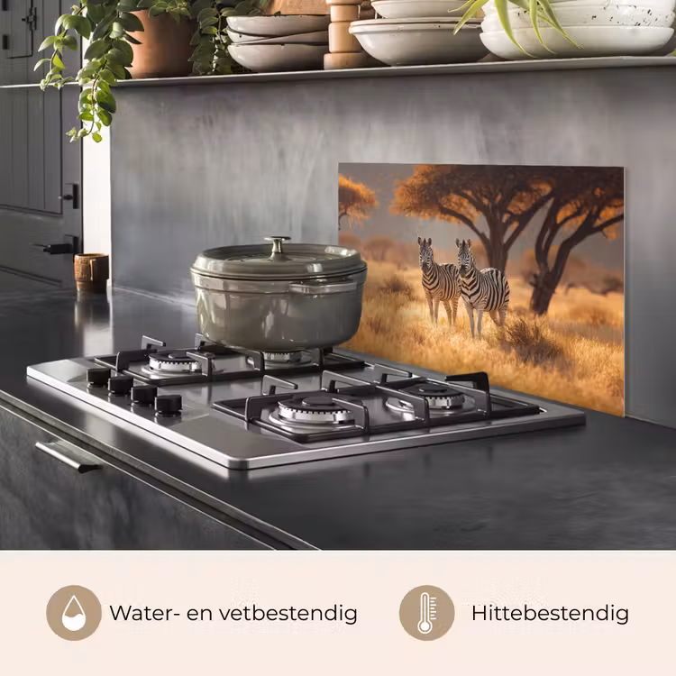 Spatscherm keuken - Zebra's - Savannelandschap - Gras — 7