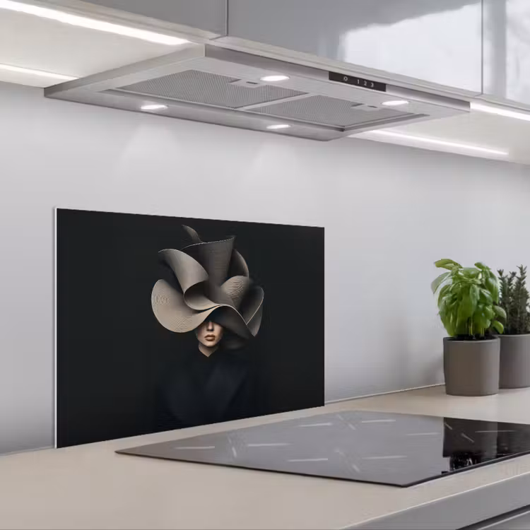 Spatscherm keuken - Zwarte - Hoed - Vrouw — 5