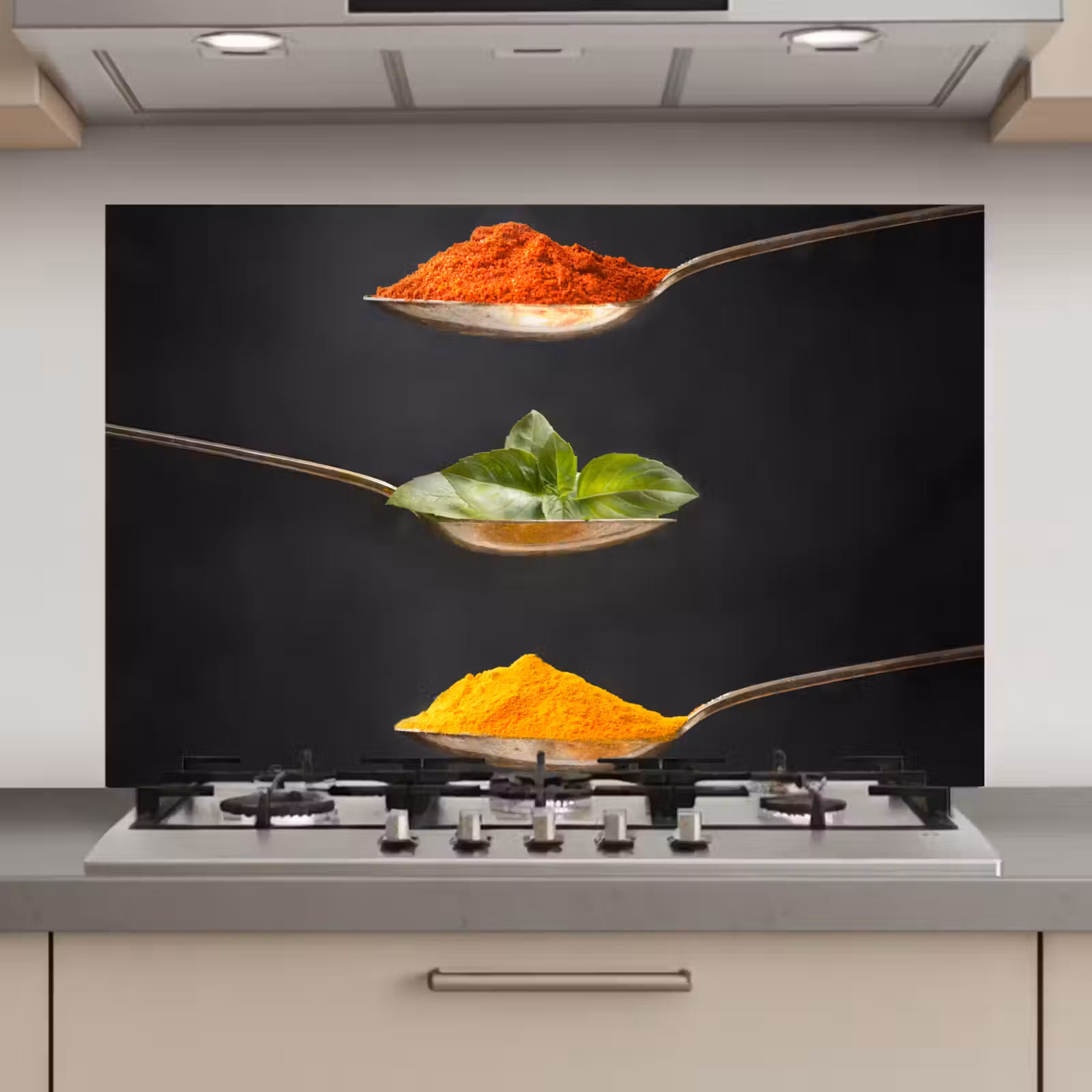 Spatscherm keuken - Zwevende Smaakaccenten — 1