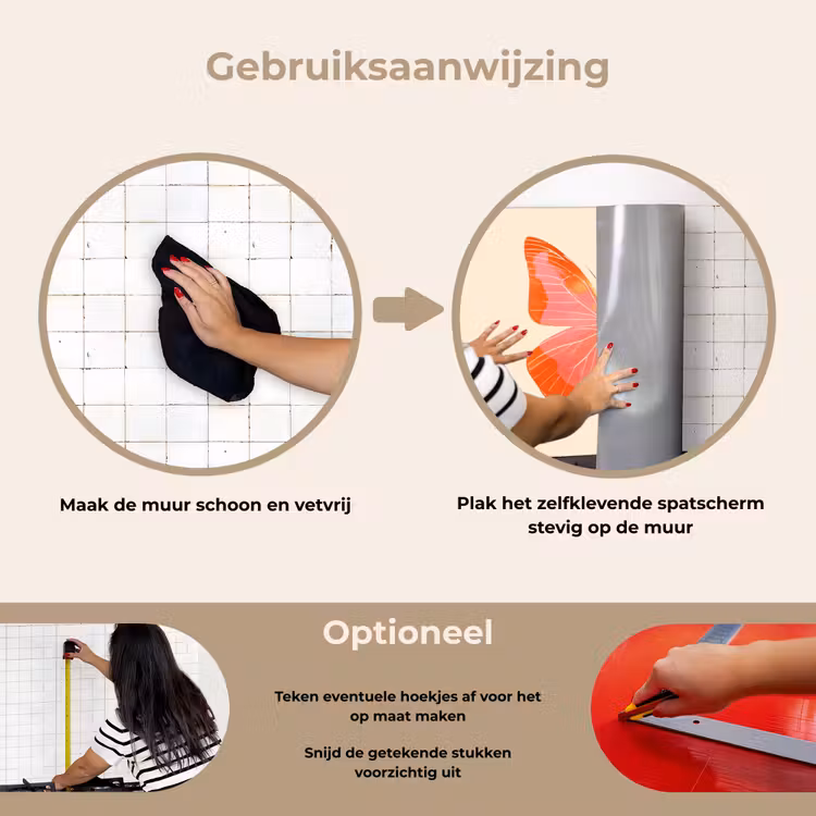 Spatscherm keuken - Vlinder - Minimalistisch - Roze — 8