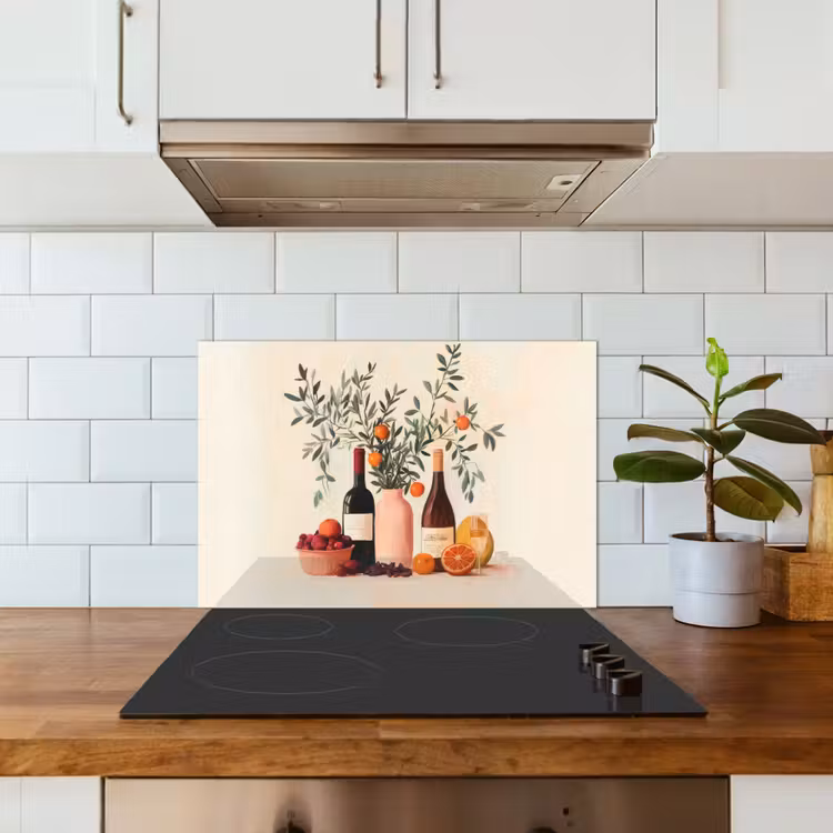 Spatscherm keuken - Wijnflessen - Takken - Sinaasappels — 6