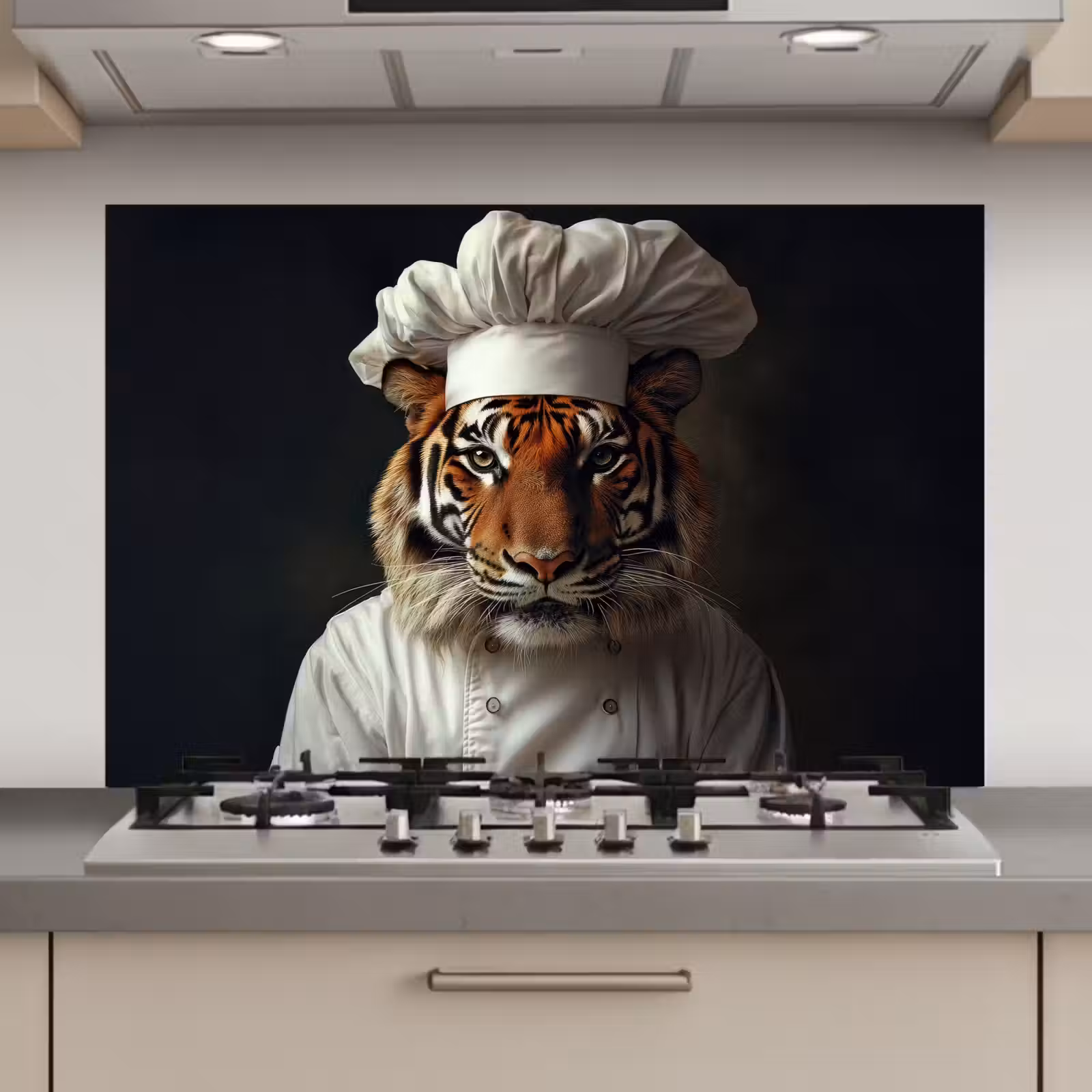 Spatscherm keuken - Tijger - Kokskleding - Bruin — 1