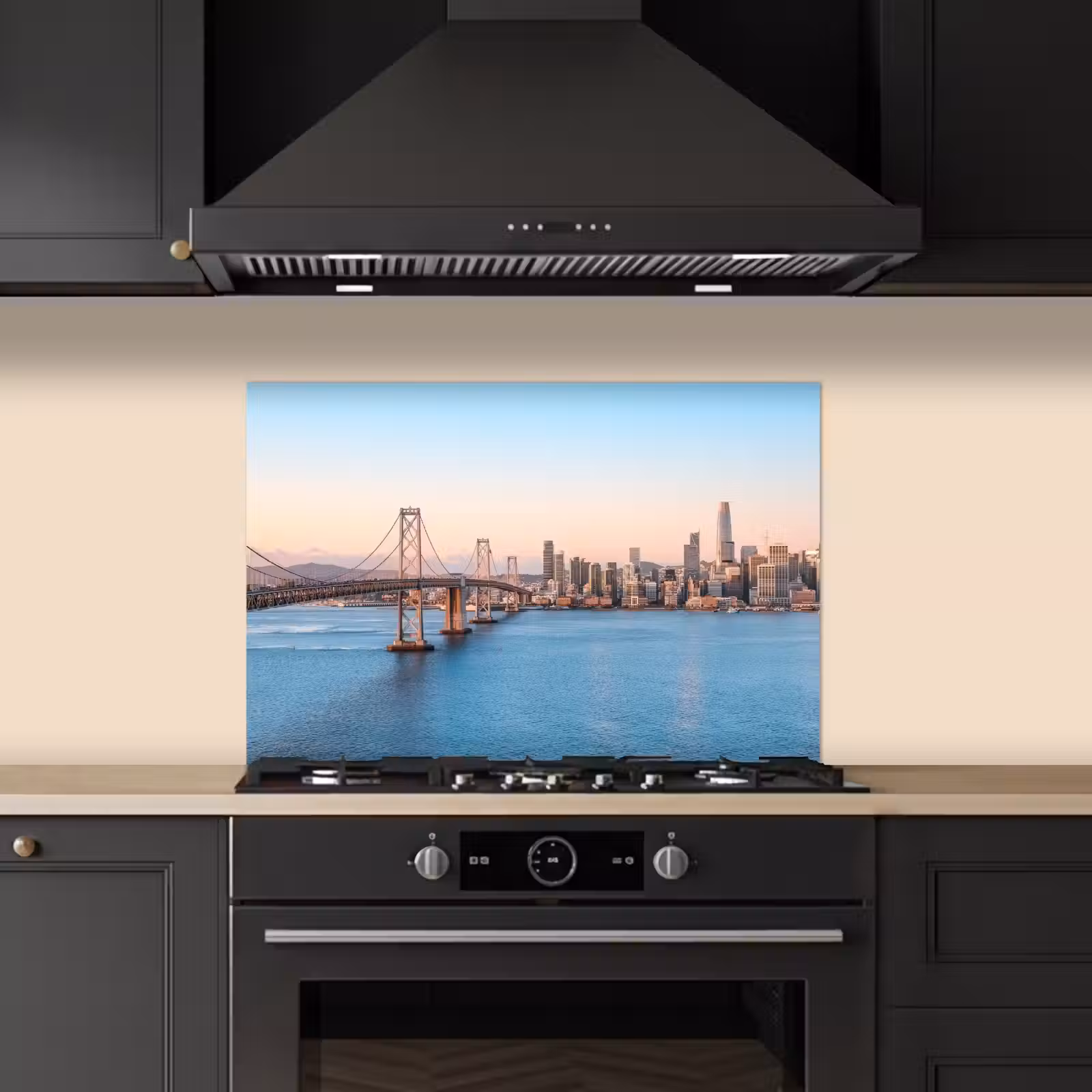 Spatscherm keuken - Water - Brug - Skyline - Modern — 1