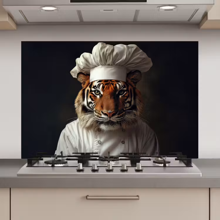 Spatscherm keuken - Tijger - Kokskleding - Bruin — 1