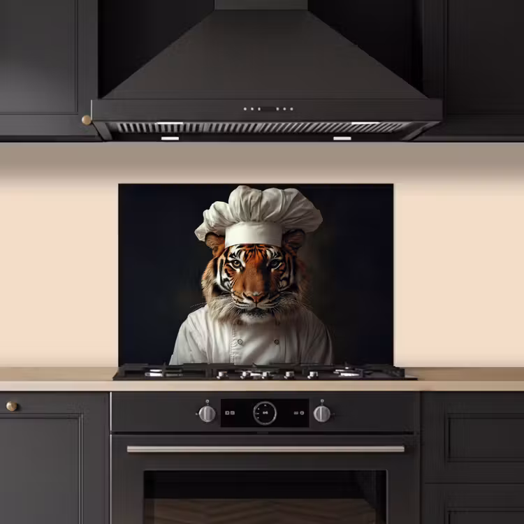 Spatscherm keuken - Tijger - Kokskleding - Bruin — 2
