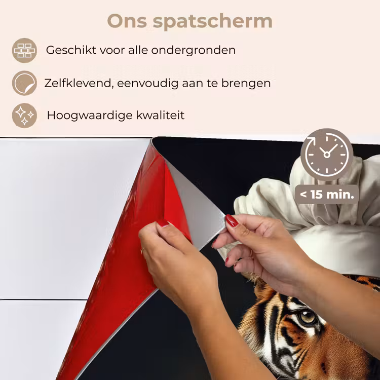 Spatscherm keuken - Tijger - Kokskleding - Bruin — 4