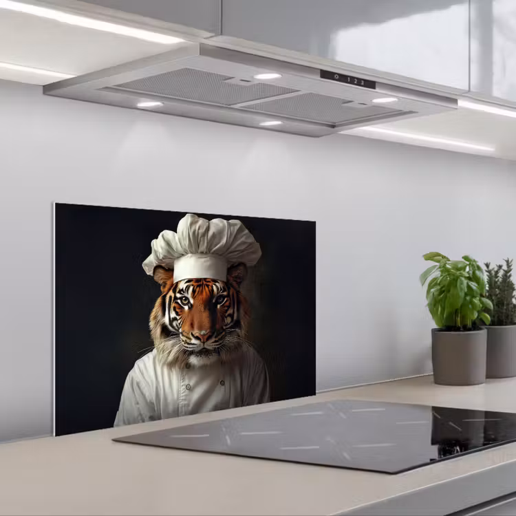 Spatscherm keuken - Tijger - Kokskleding - Bruin — 5