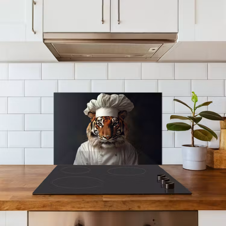 Spatscherm keuken - Tijger - Kokskleding - Bruin — 6