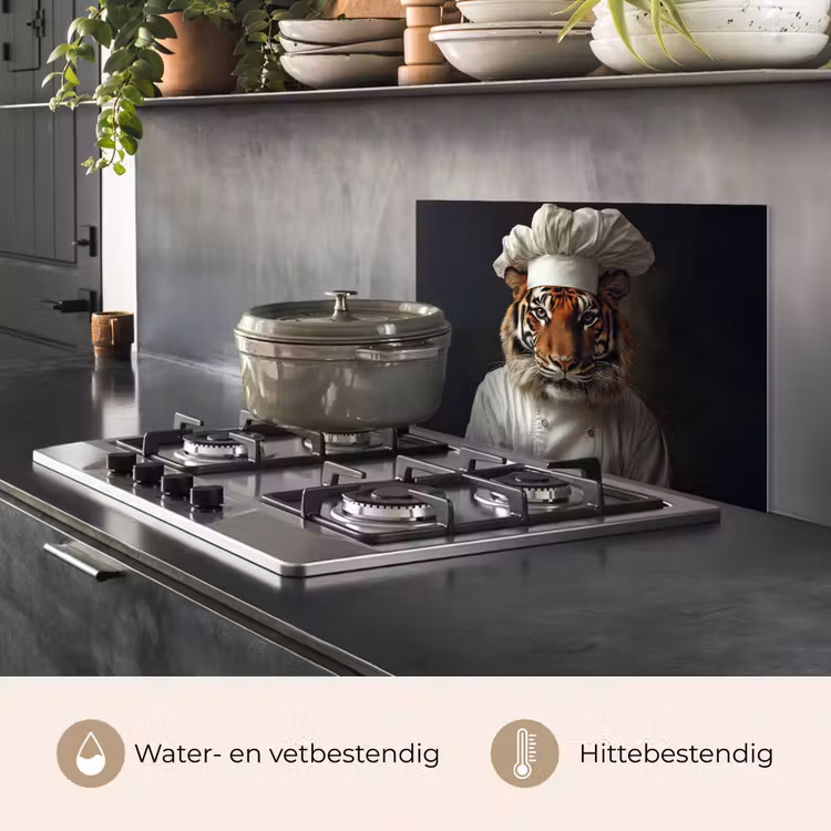Spatscherm keuken - Tijger - Kokskleding - Bruin — 7
