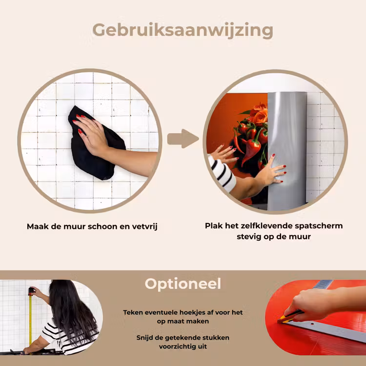 Spatscherm keuken - Vrouw - Chilipepers - Pepers - Bloemen — 8