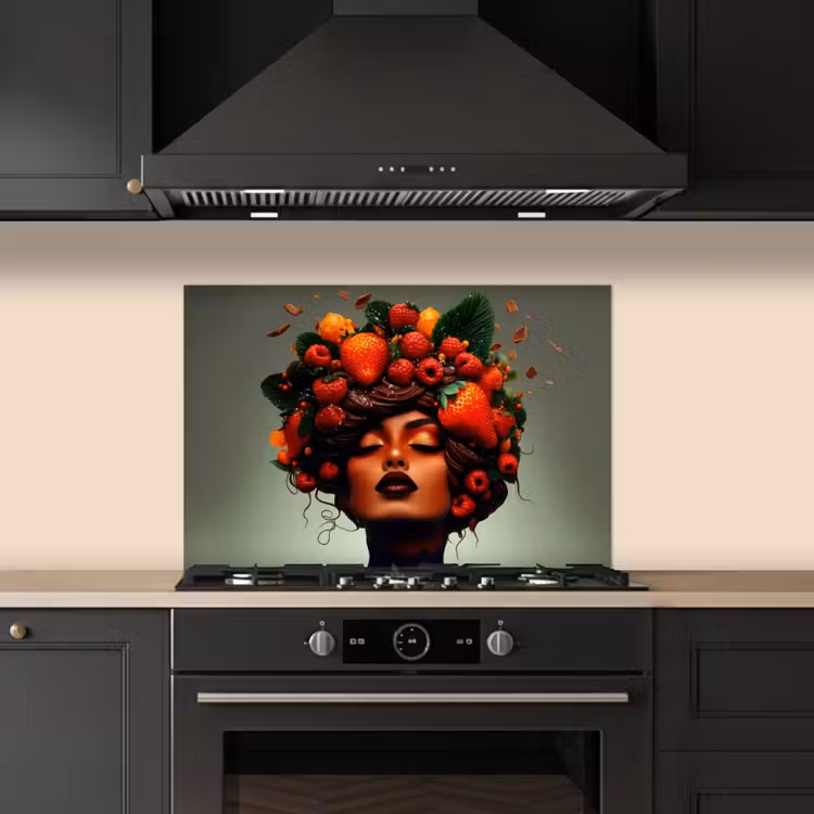 Spatscherm keuken - Vrouw - Chocolade - Frambozen - Aardbeien - Koekjes — 2