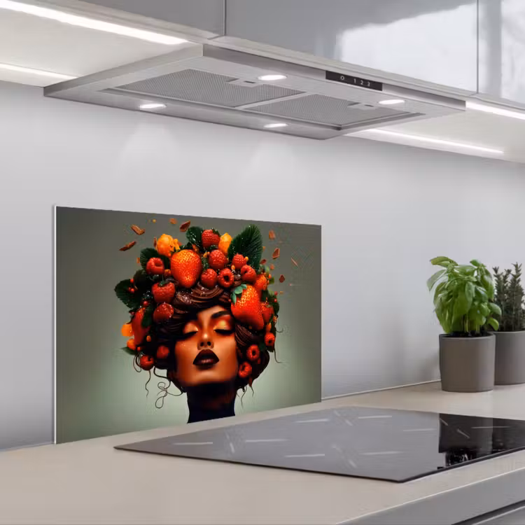Spatscherm keuken - Vrouw - Chocolade - Frambozen - Aardbeien - Koekjes — 5