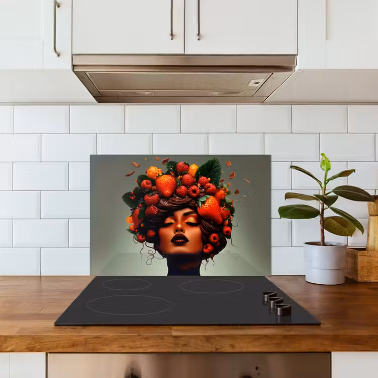 Spatscherm keuken - Vrouw - Chocolade - Frambozen - Aardbeien - Koekjes — 6