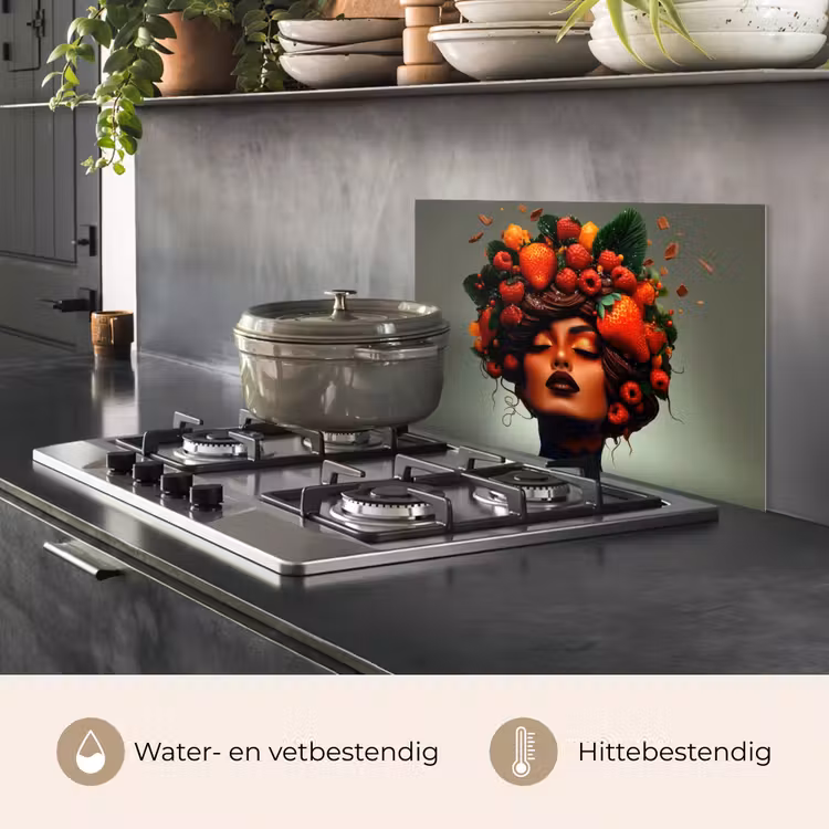 Spatscherm keuken - Vrouw - Chocolade - Frambozen - Aardbeien - Koekjes — 7
