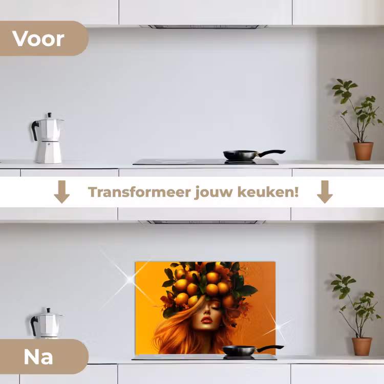 Spatscherm keuken - Vrouw - Citroenen - Bloesem - Geel — 3