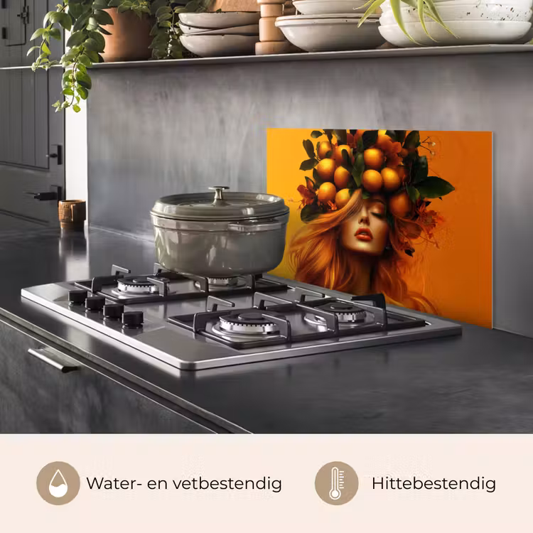 Spatscherm keuken - Vrouw - Citroenen - Bloesem - Geel — 7