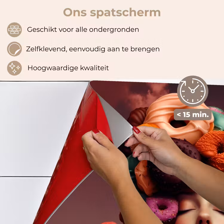 Spatscherm keuken - Vrouw - Donuts - Kleurrijk — 4