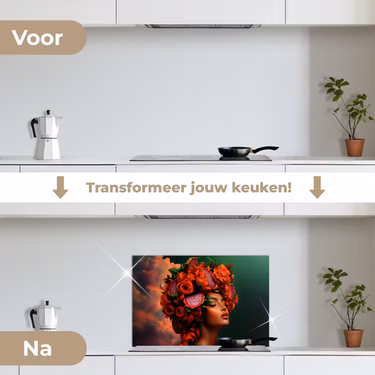 Spatscherm keuken - Vrouw - Drankenfruit - Rozen — 3