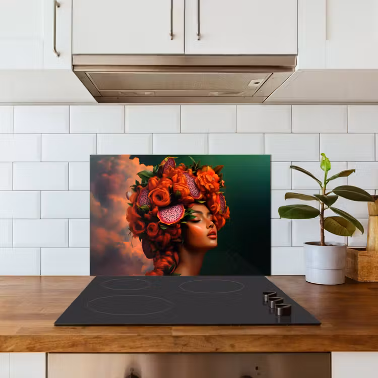 Spatscherm keuken - Vrouw - Drankenfruit - Rozen — 6