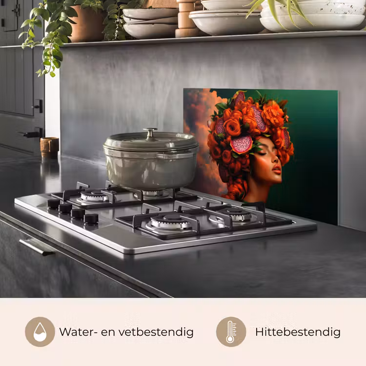 Spatscherm keuken - Vrouw - Drankenfruit - Rozen — 7