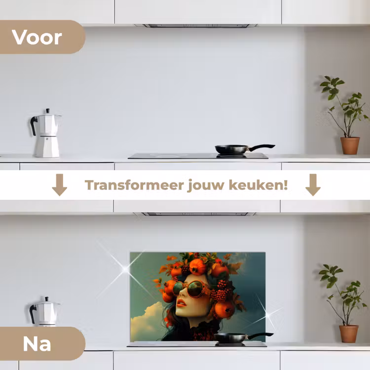 Spatscherm keuken - Vrouw - Granaatappel - Herfst - Zonnebril — 3