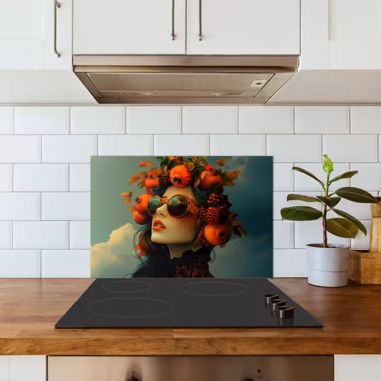 Spatscherm keuken - Vrouw - Granaatappel - Herfst - Zonnebril — 6