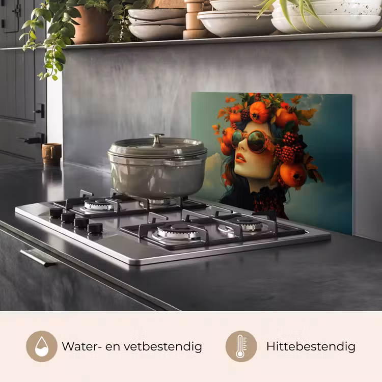 Spatscherm keuken - Vrouw - Granaatappel - Herfst - Zonnebril — 7