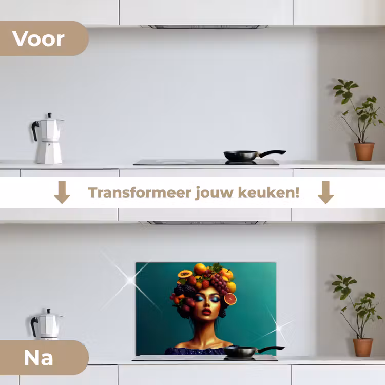 Spatscherm keuken - Vrouw - Hoodtooi - Tropisch - Fruit - Druiven — 3