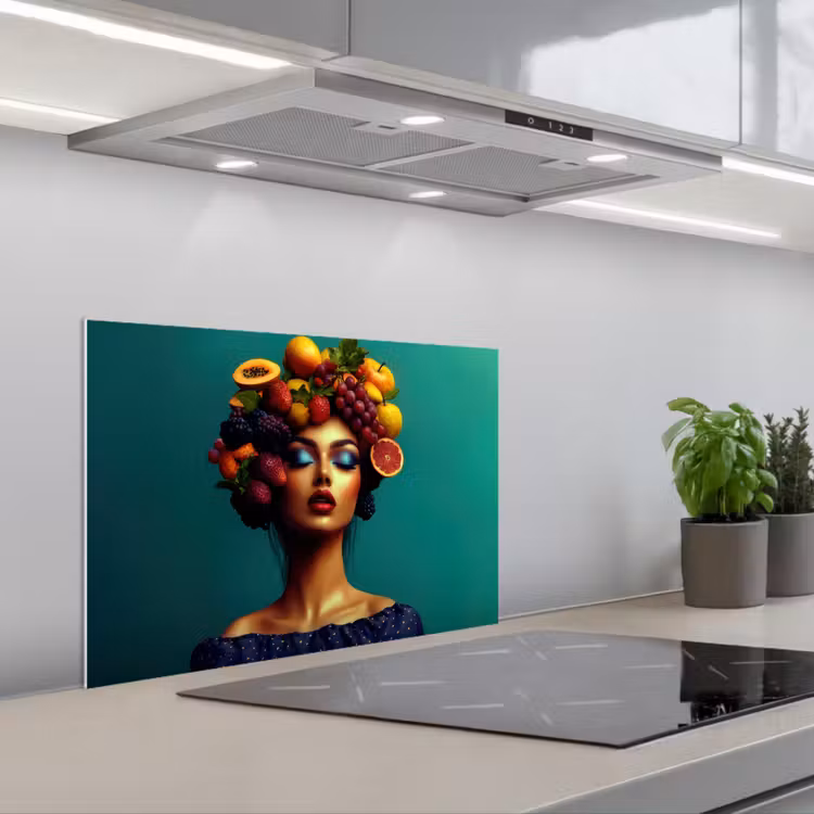Spatscherm keuken - Vrouw - Hoodtooi - Tropisch - Fruit - Druiven — 5