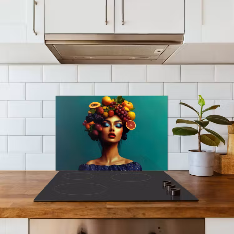 Spatscherm keuken - Vrouw - Hoodtooi - Tropisch - Fruit - Druiven — 6