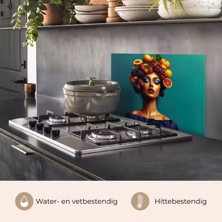 Spatscherm keuken - Vrouw - Hoodtooi - Tropisch - Fruit - Druiven — 7