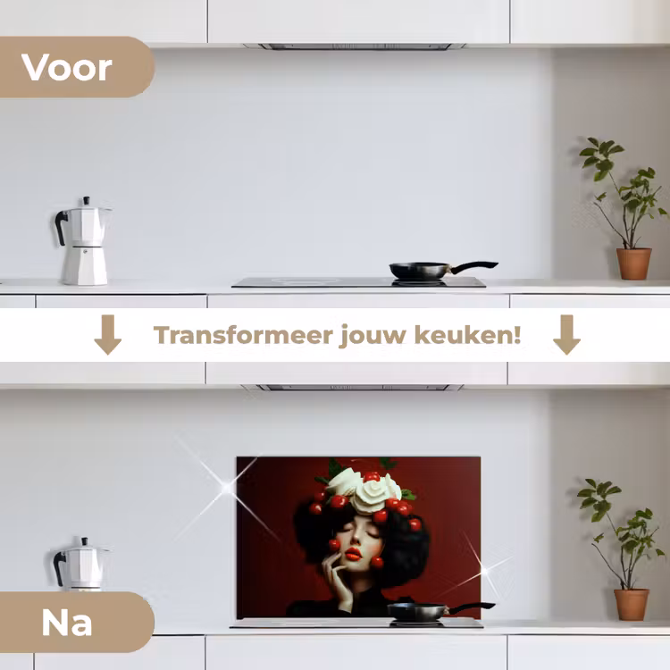 Spatscherm keuken - Vrouw - Kersen - Slagroom — 3