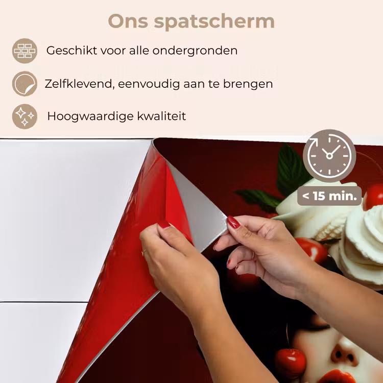 Spatscherm keuken - Vrouw - Kersen - Slagroom — 4