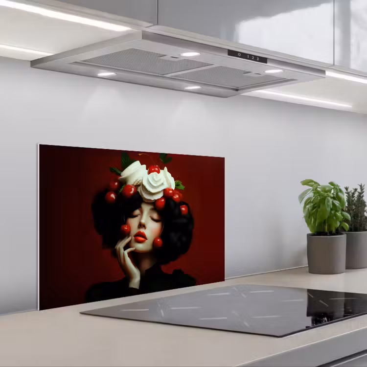 Spatscherm keuken - Vrouw - Kersen - Slagroom — 5