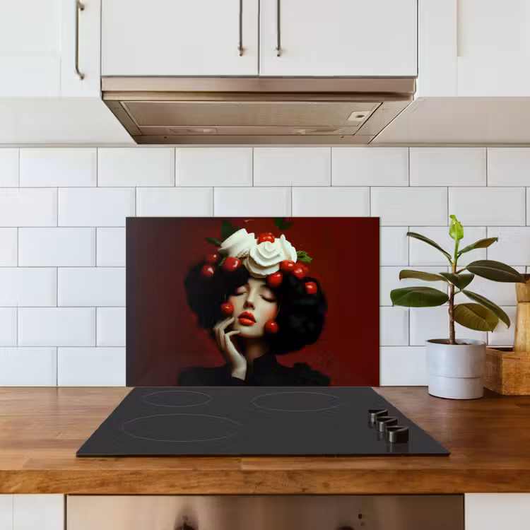 Spatscherm keuken - Vrouw - Kersen - Slagroom — 6
