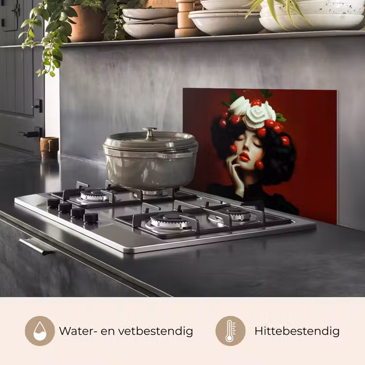 Spatscherm keuken - Vrouw - Kersen - Slagroom — 7